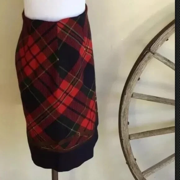 RALPH LAUREN Hunter Elk Deer Tartan Plaid Skirt 10